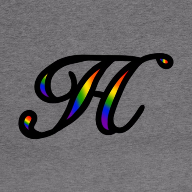 Rainbow Cursive Letter H by JennaBunnies